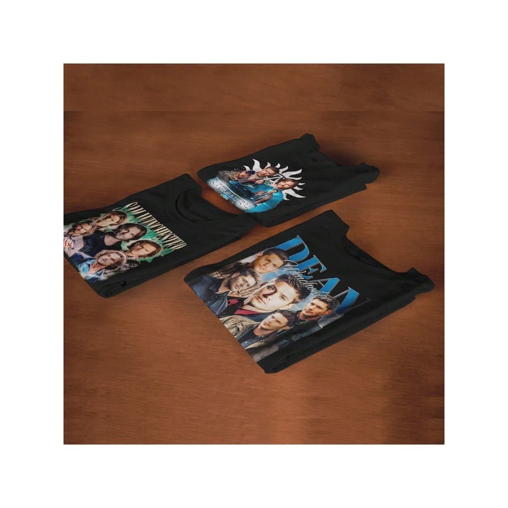 Kit 3 Camisetas Básica Serie Clássica Sobrenatural Personagens Dean Winchester e Sam Winchester.