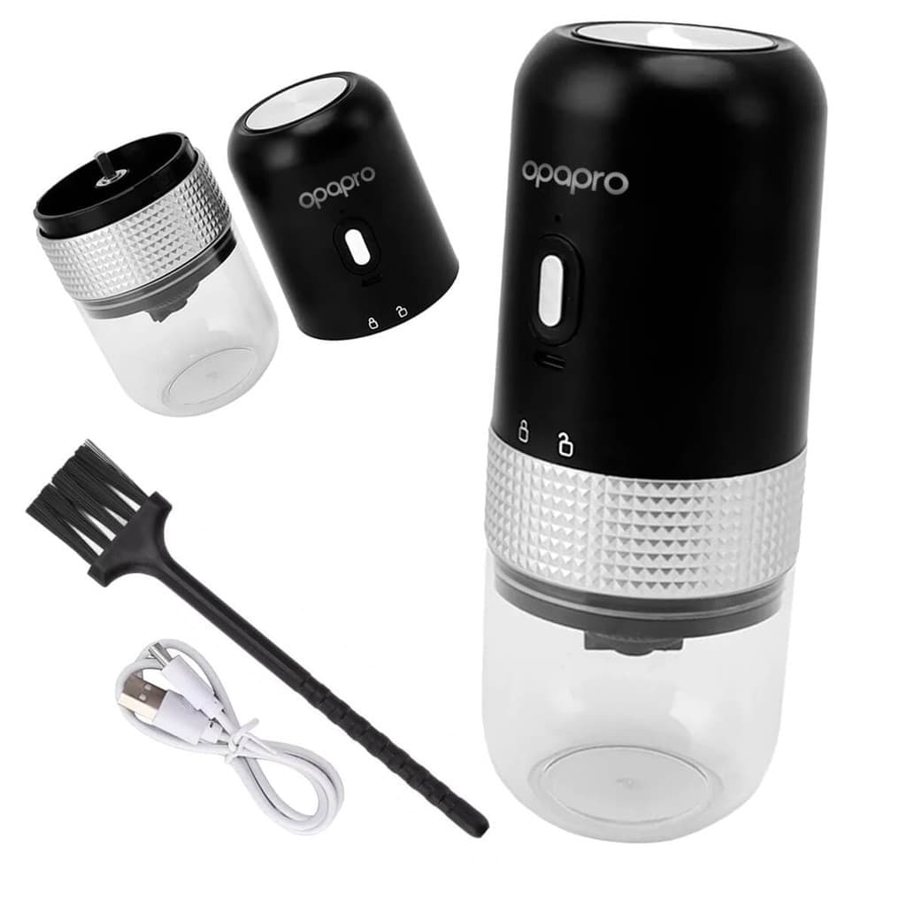 Moedor de Café Portátil com Ajuste de Moagem e Bateria Recarregável Automático USB-C com Lâmina de Cerâmica 120ml