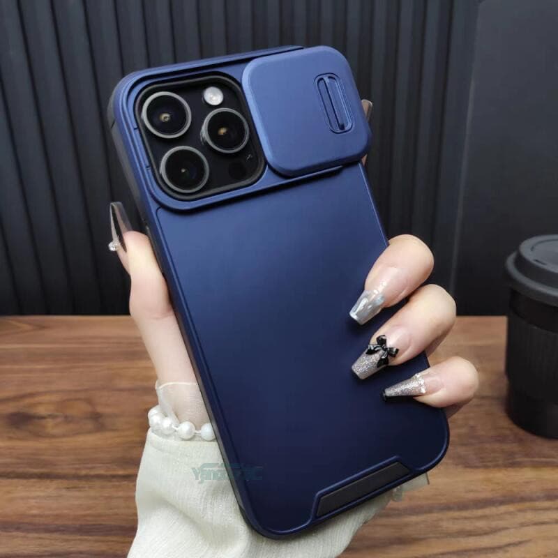 Luxo Resistente Híbrido Slide Câmera Capa Protetora Para iPhone 16 15 14 13 12 11 Pro Max Traseira