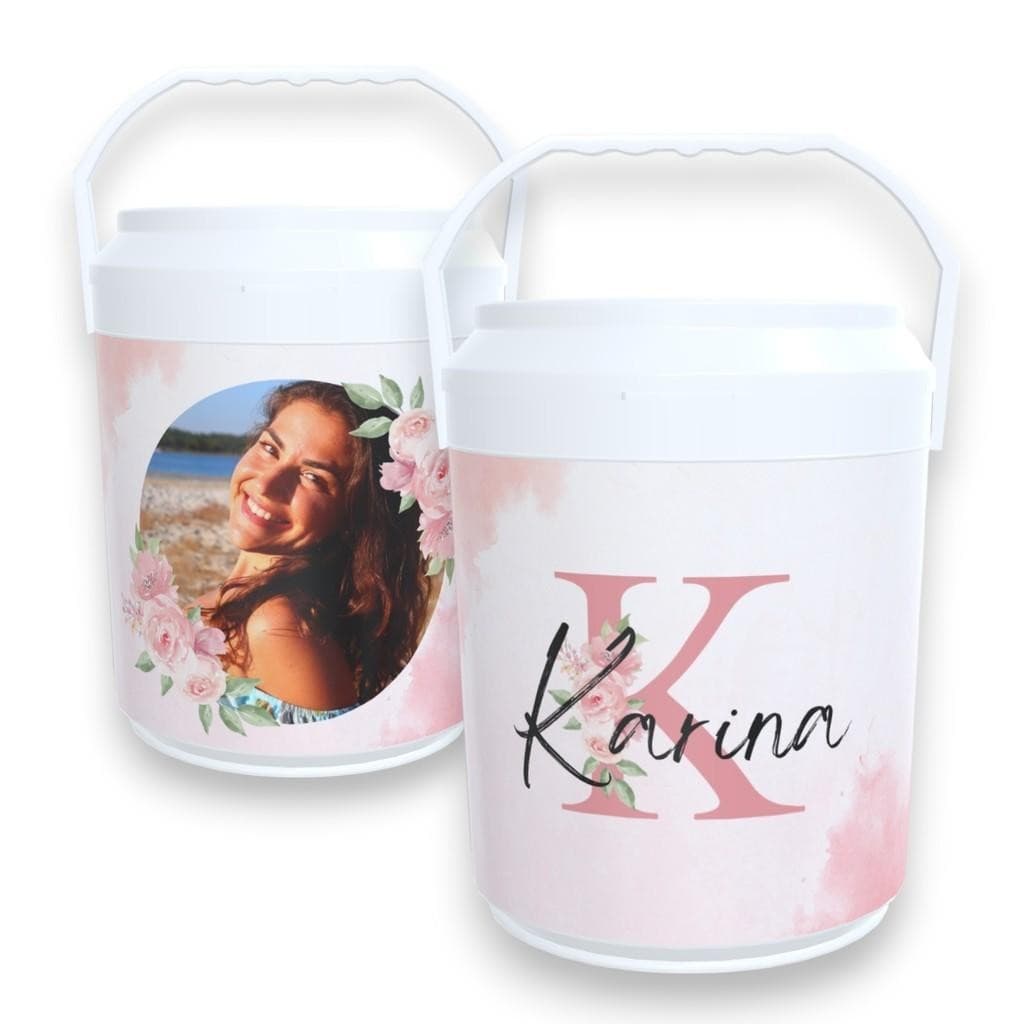 Cooler Térmico branco estampa floral caixa termica personalizada com foto e nome