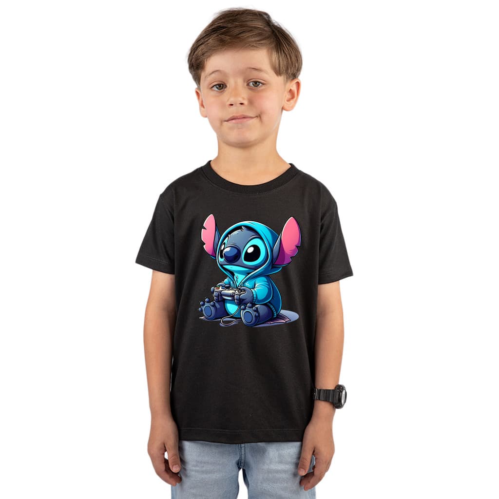 Camiseta Básica Lilo Stitch Estampa Infantil Unissex Menino Menina 100% Algodão Confortável Presente Escolar