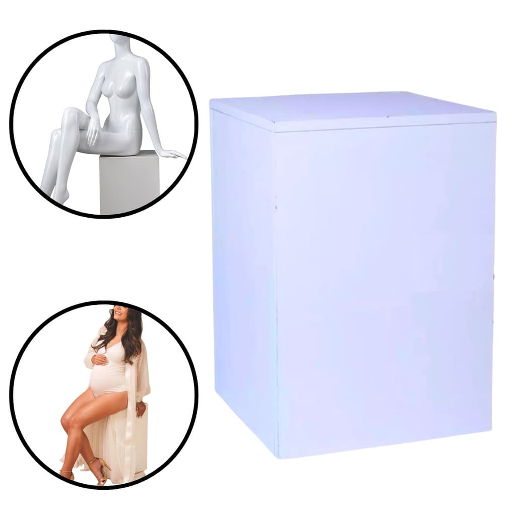 Cubo Expositor Vitrine Lojas Fotos 45x35x35cm MDF Branco