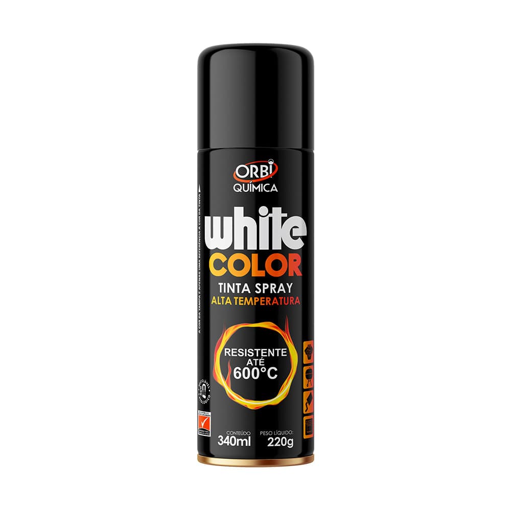 Tinta Spray Alta Temperatura 600º 350ml Preto White Color