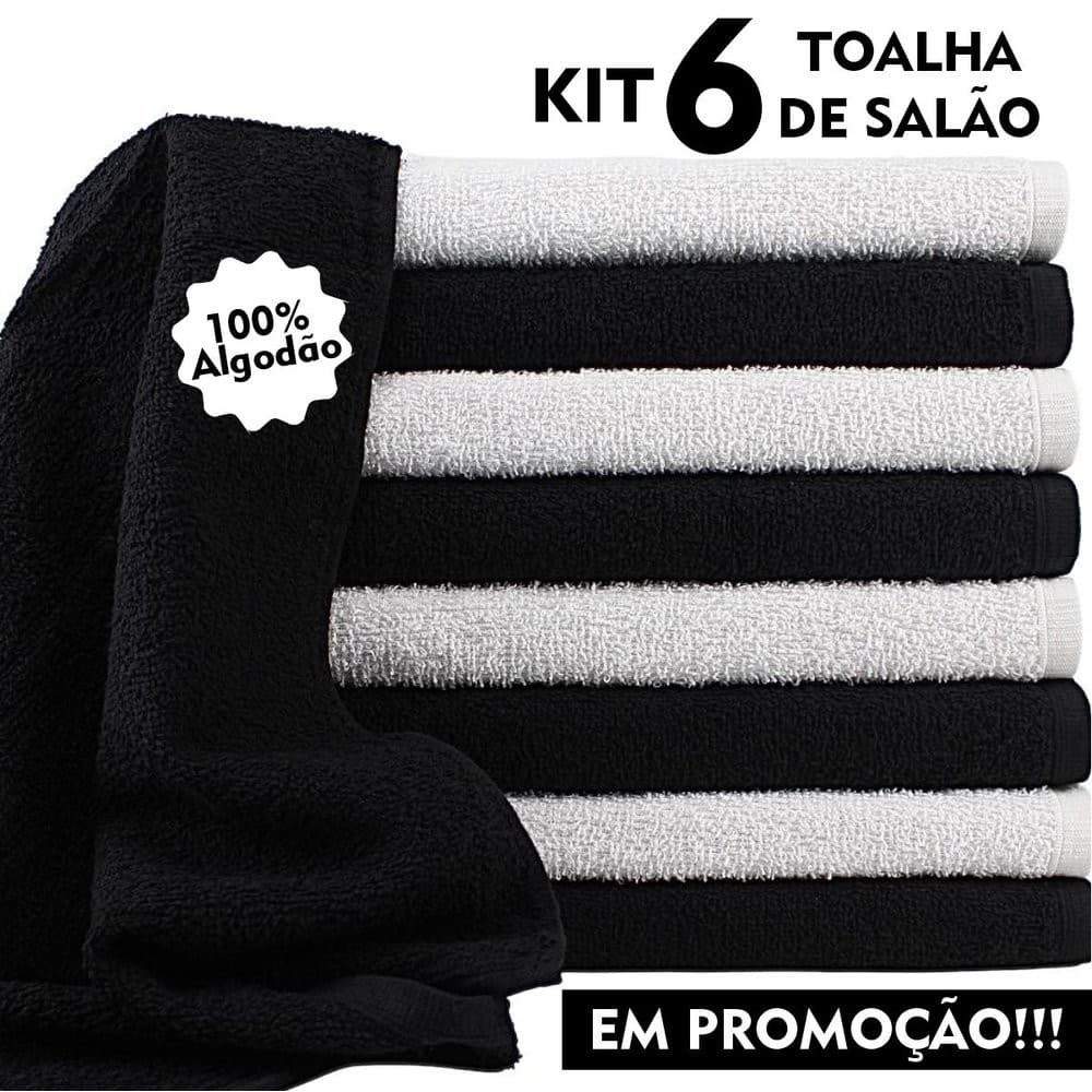 Kit 06 Toalha de Rosto Para Salao Grossa 350g/m² m 45x70cm Profissional Super Macia Revenda Atacado