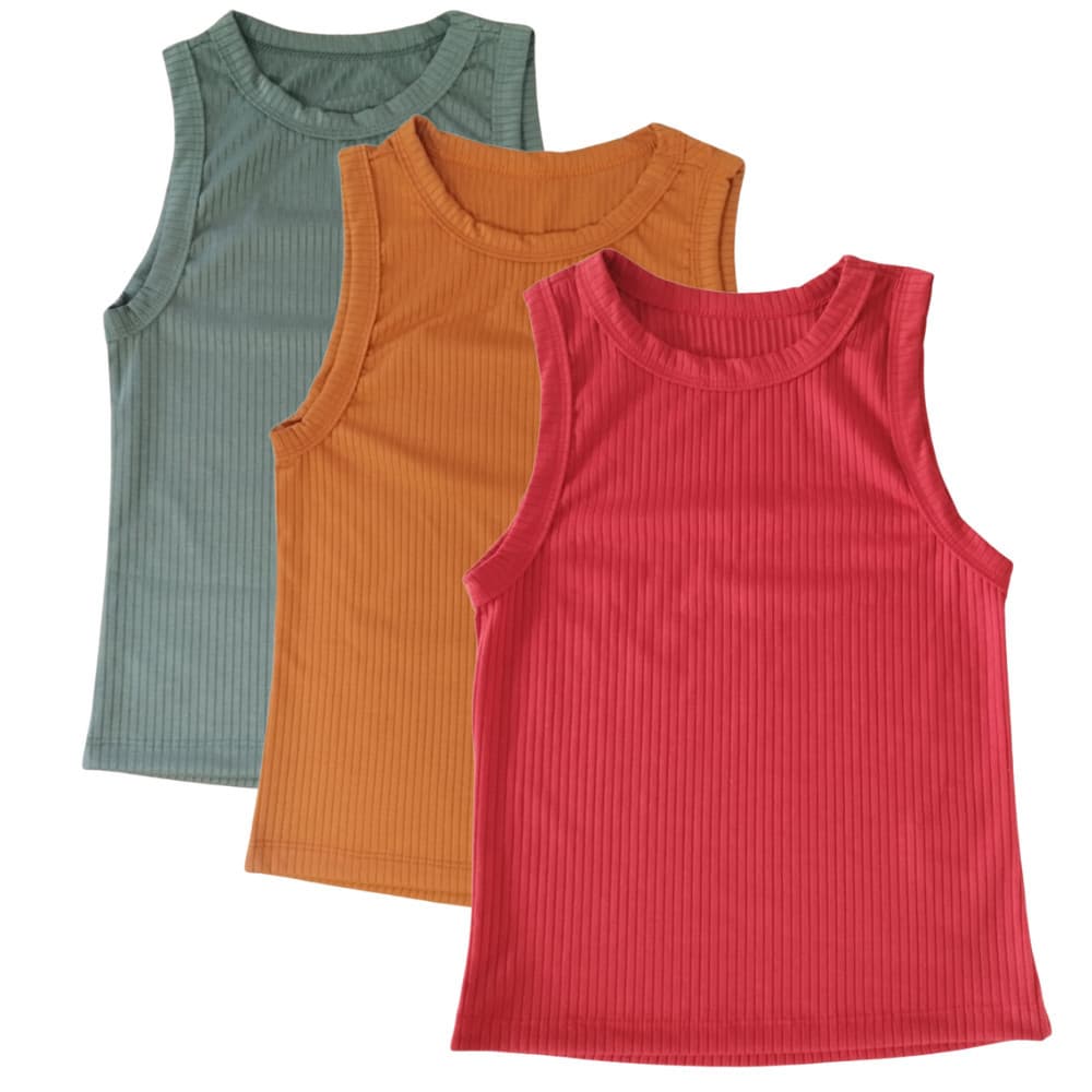 Kit 03 Blusinhas Regatas Caneladas Casual Feminina