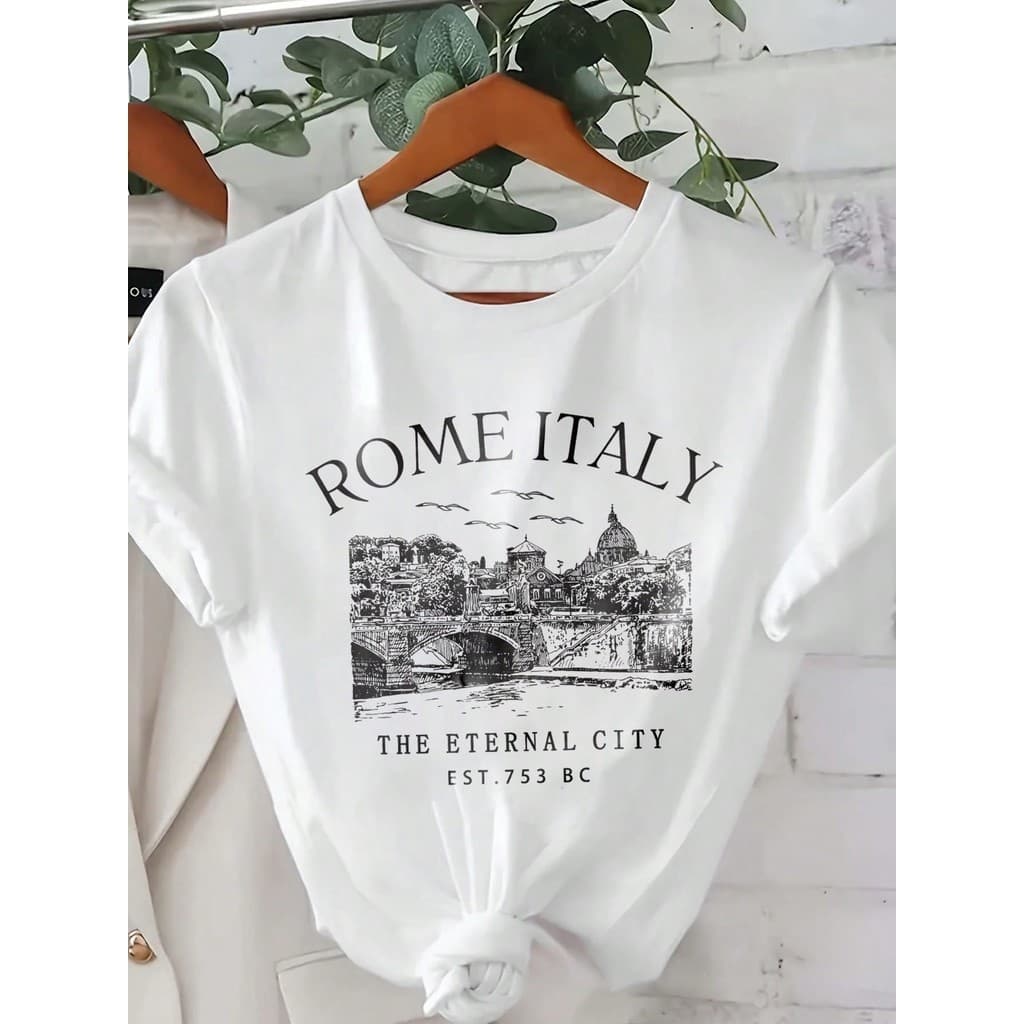 Camiseta Feminina Básica Estampada Itália Romana Blusa 100% Algodão Envio Rápido NB The Shirt