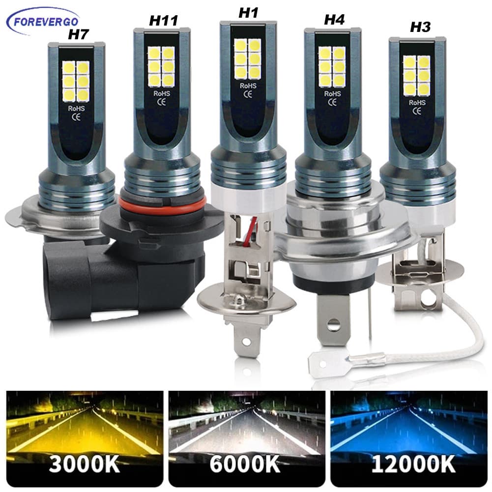FR 12V 6000K Carro LED Farol De Nevoeiro Lâmpadas H4 H7 H11 H8 H9 H1 H3 9005 9006 Hb3 Hb4 Condução Automática Correndo 1