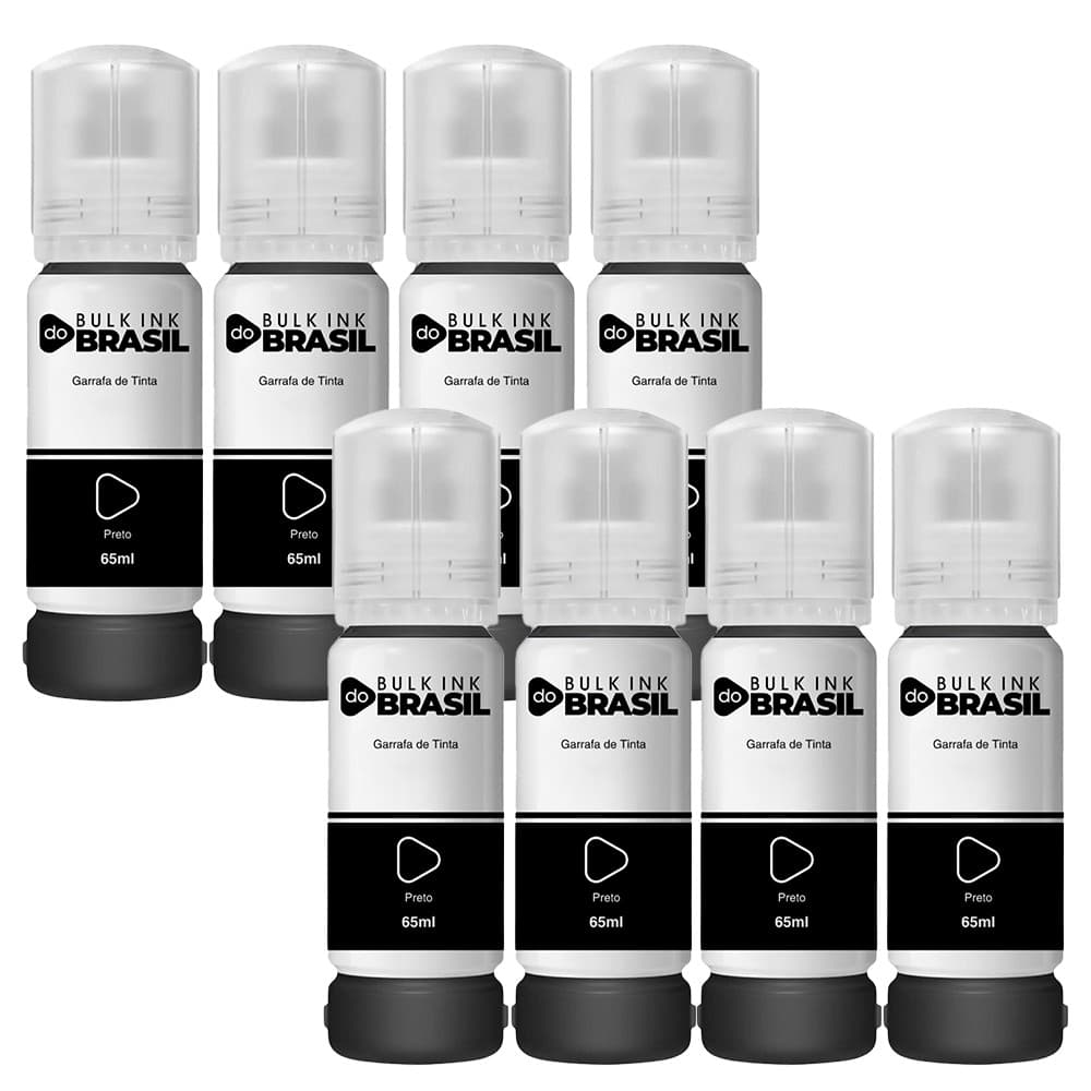 Kit 08 Tintas Compatível Para Impressoras L3110 L3150 L3210 L3250 Preto