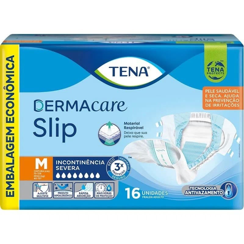 Fralda Geriátrica Tena Dermacare Slip M Incontinência Severa