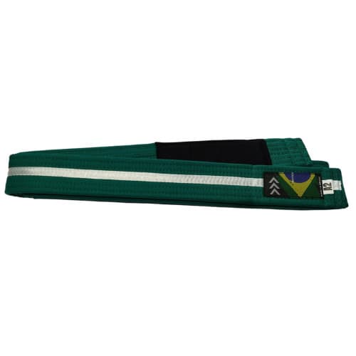 Faixa de Jiu Jitsu MK Brasil Verde Fita Branca Ponta Preta