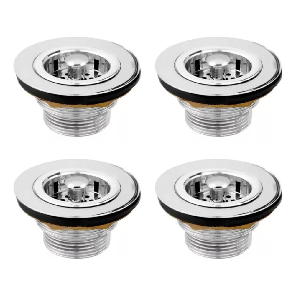 4 Unidades  Válvula De Pia Cozinha Americana Cromado Metal 3.1/2 Alta Qualidade