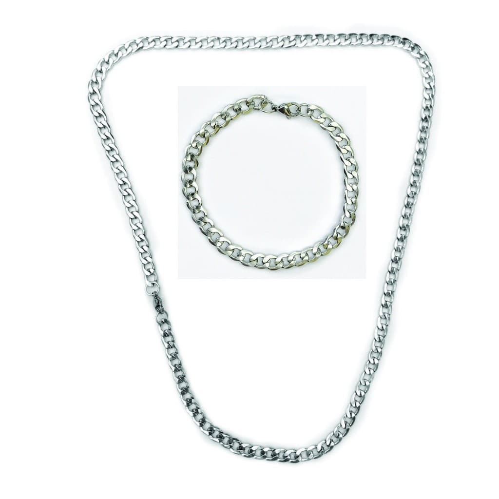Kit Corrente + Pulseira Grumet 1x1 Aço Inox 26
