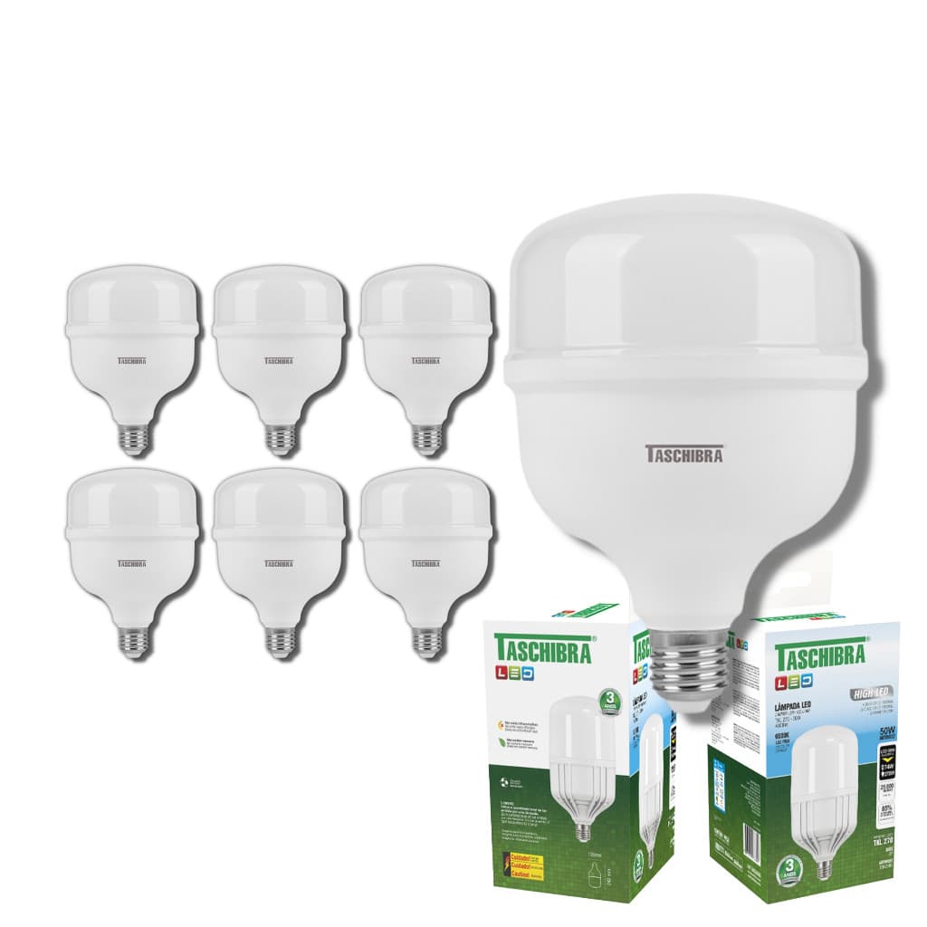 Kit 6 Lâmpadas Led 50w Bulbo E27 6500k Branco Frio