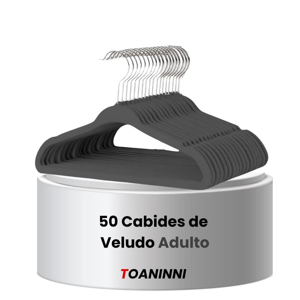 Kit 50 Cabides Veludo Slim Antideslizante Ultra Fino Cinza