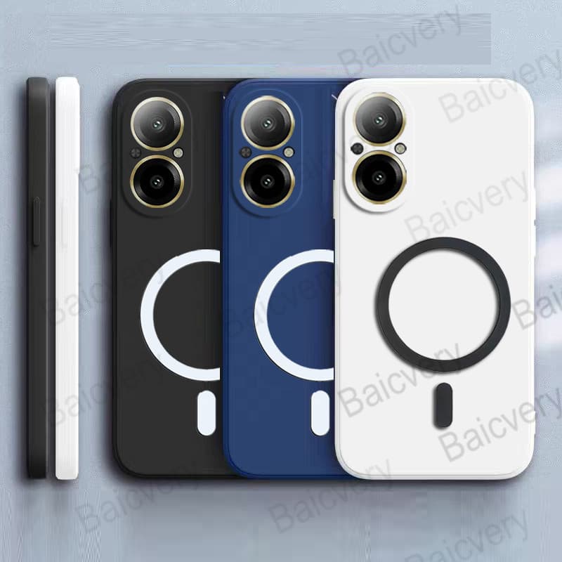 Invólucro Para Realme C67 4G Colorido Fosco Capa Protetora Traseira Com Adesivo Magnético