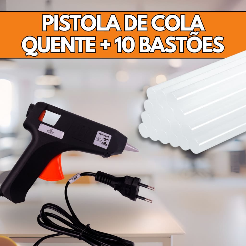 Pistola De Cola Quente Bivolt Pequena Grande + Bastões De Cola - Escolha Seu Kit