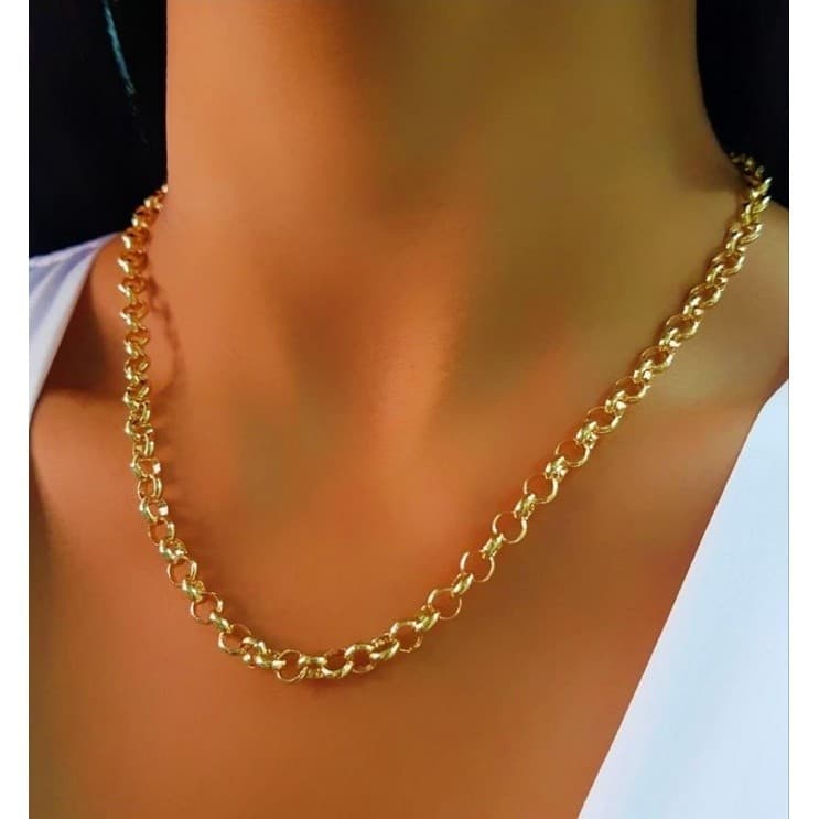 Colar Elo Português Grosso Banhado em Ouro18k