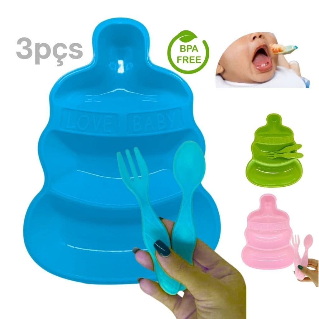 Kit Alimentação Infantil com Prato Divisório e Talheres