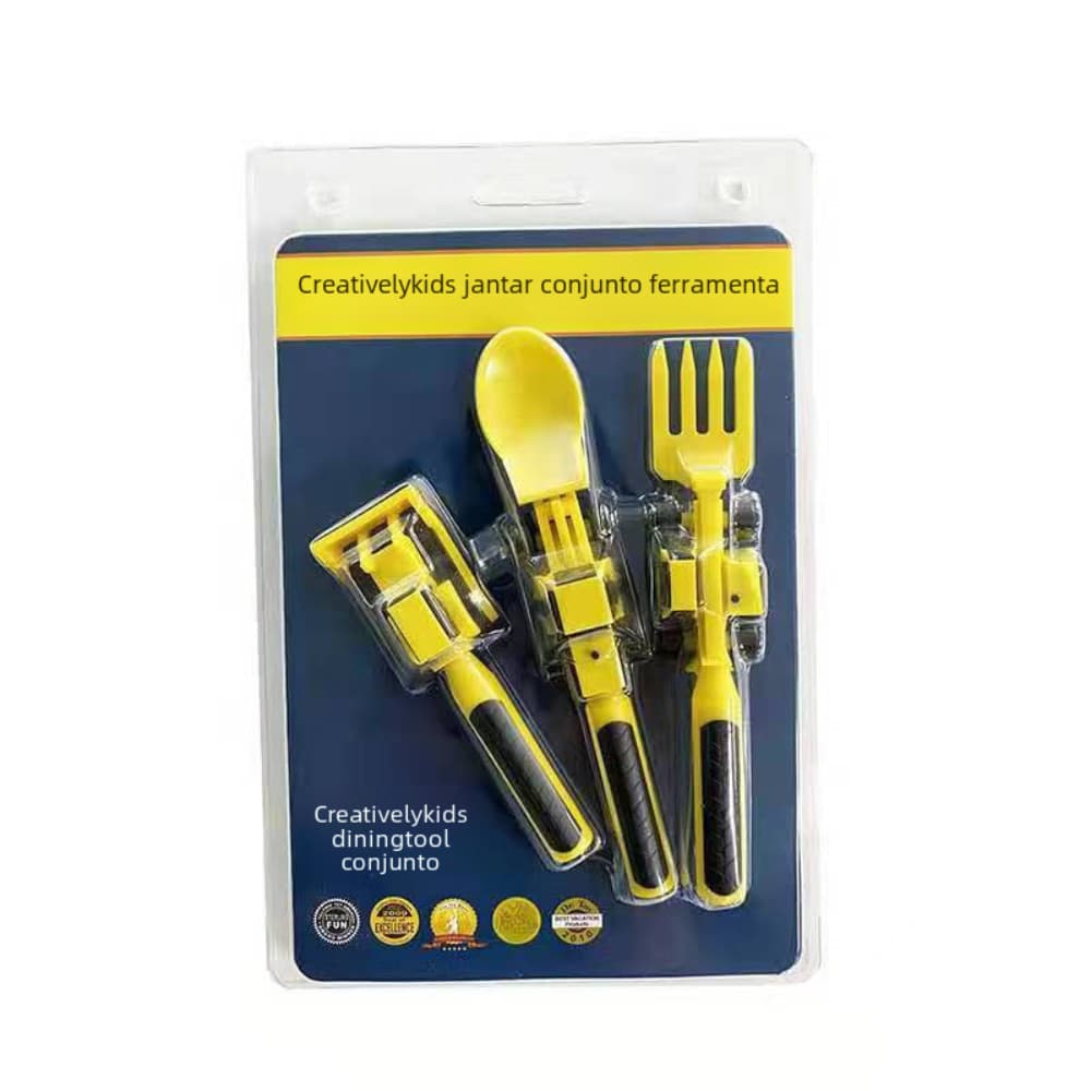 Kit de 3 Talheres Infantil Caminhão Escavadeira Pá e Garfo