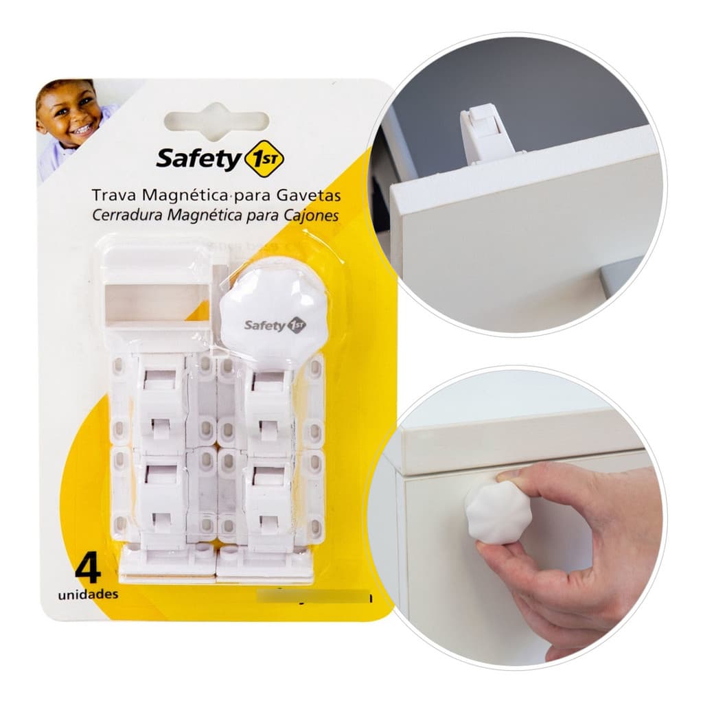 Trava Magnética 4 Peças P/ Gaveta Armário White Safety 1st