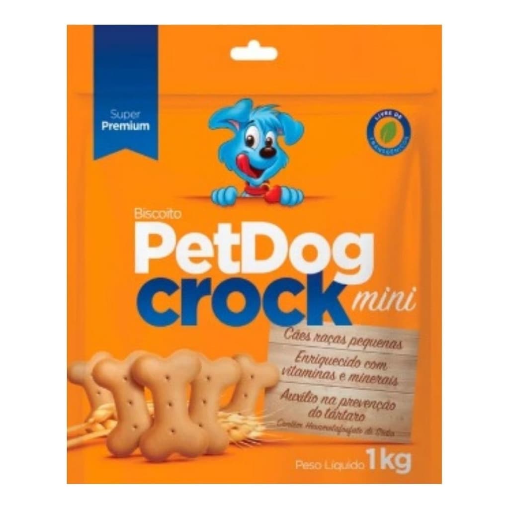 Biscoito Pet Dog Crock 1kg Petisco Canino Raças Pequenas Cães Pequenos