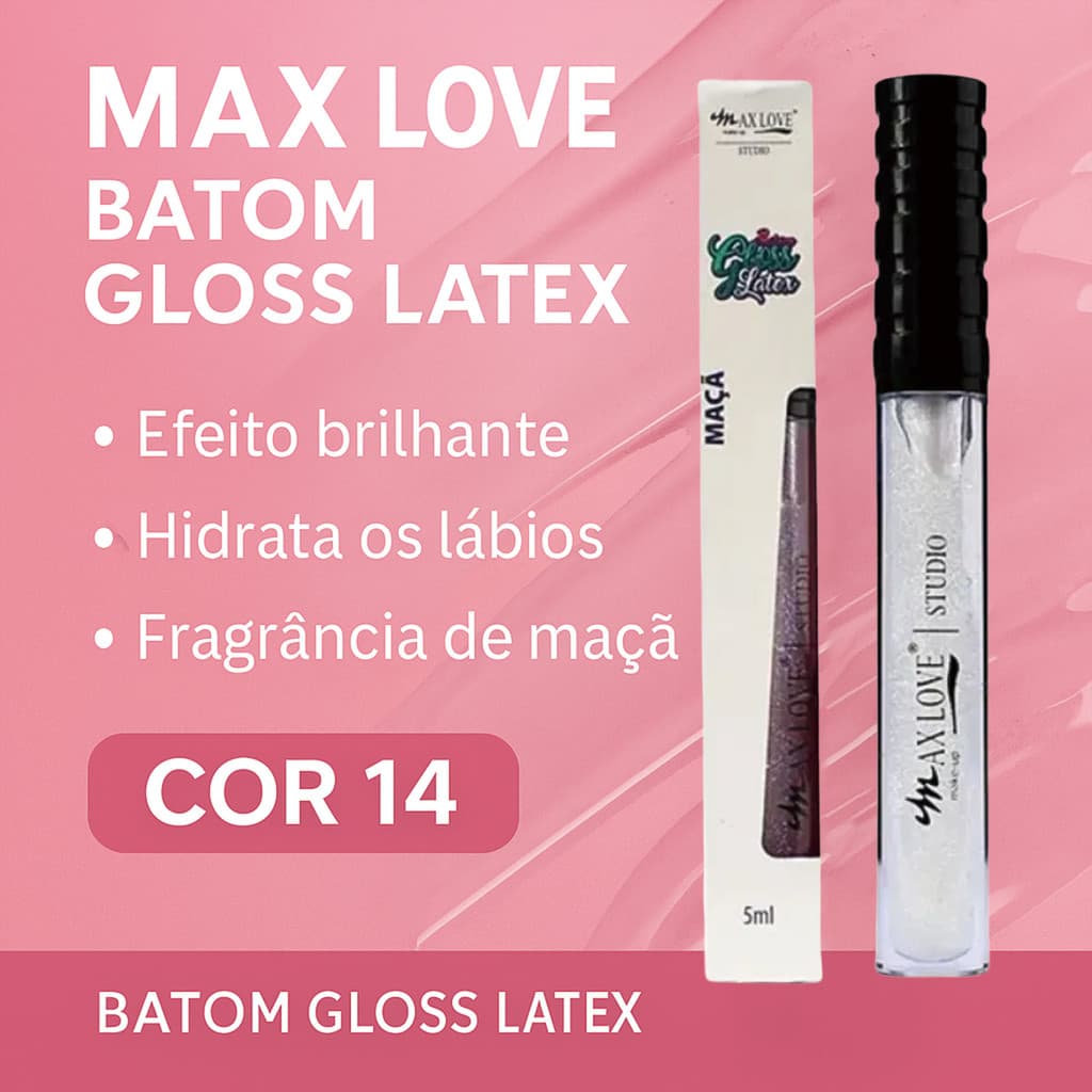 Gloss Max Love 14 com Aroma de Maçã – Brilho Refrescante e Hidratante