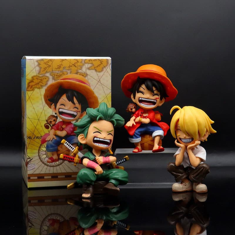 12cm One Piece Anime Q Versão Luffy Roronoa Zoro Nami Usopp Vinsmoke Sanji Tony Chopper Coleção de postura de personagem