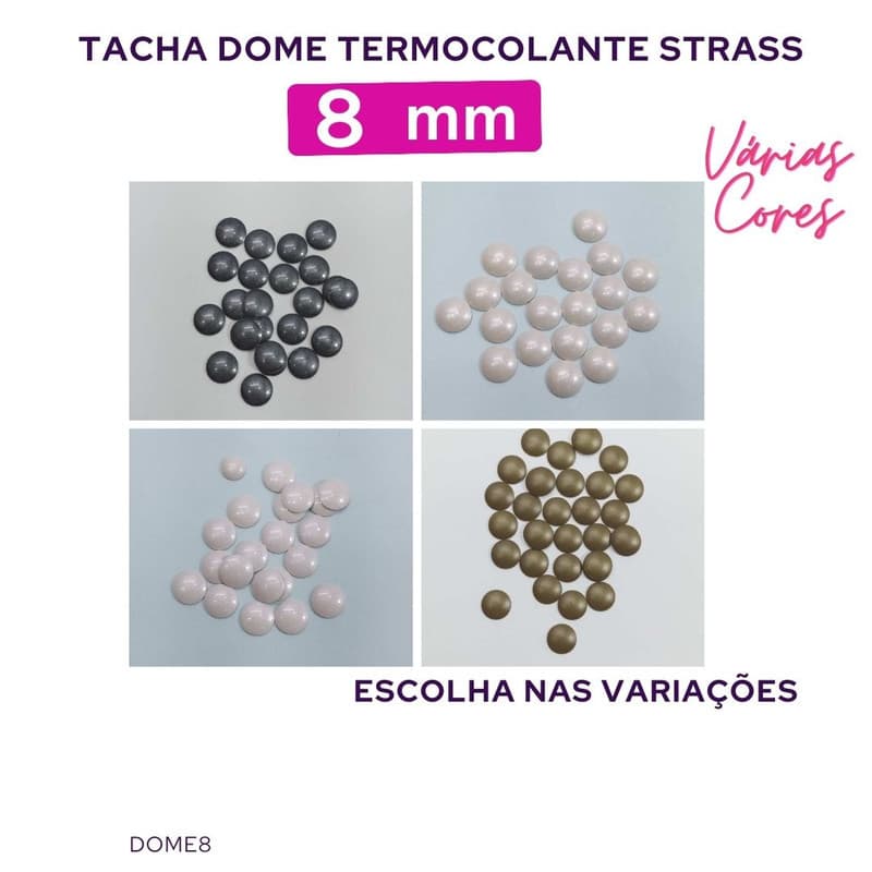 20g Tacha Dome  Termocolante 8mm Nail para Unha Hotfix Rhinestone Strass Pedrarias Dome8-20g