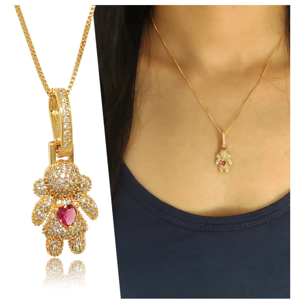 Colar Feminino Lindo Pingente Menina Cravejado Promoção