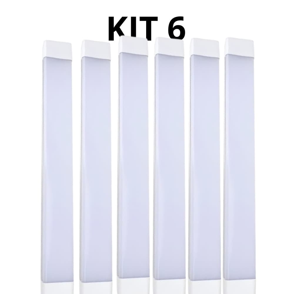 Kit 6un Luminaria slim Led 80w 120cm Linear com calha sobrepor 6500K Branco Frio 110v/220v