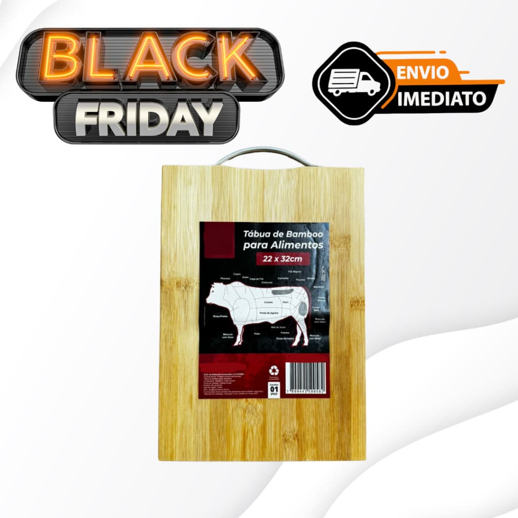 Tábua de corte e Petisqueira de bambu-Churrasco,legumes com alça Inox- 24x34 cm.