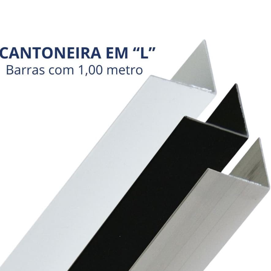 Cantoneira Em L Alumínio Branca, Polida, Preta Barra 1 Metro 1/2", 3/4", 1"