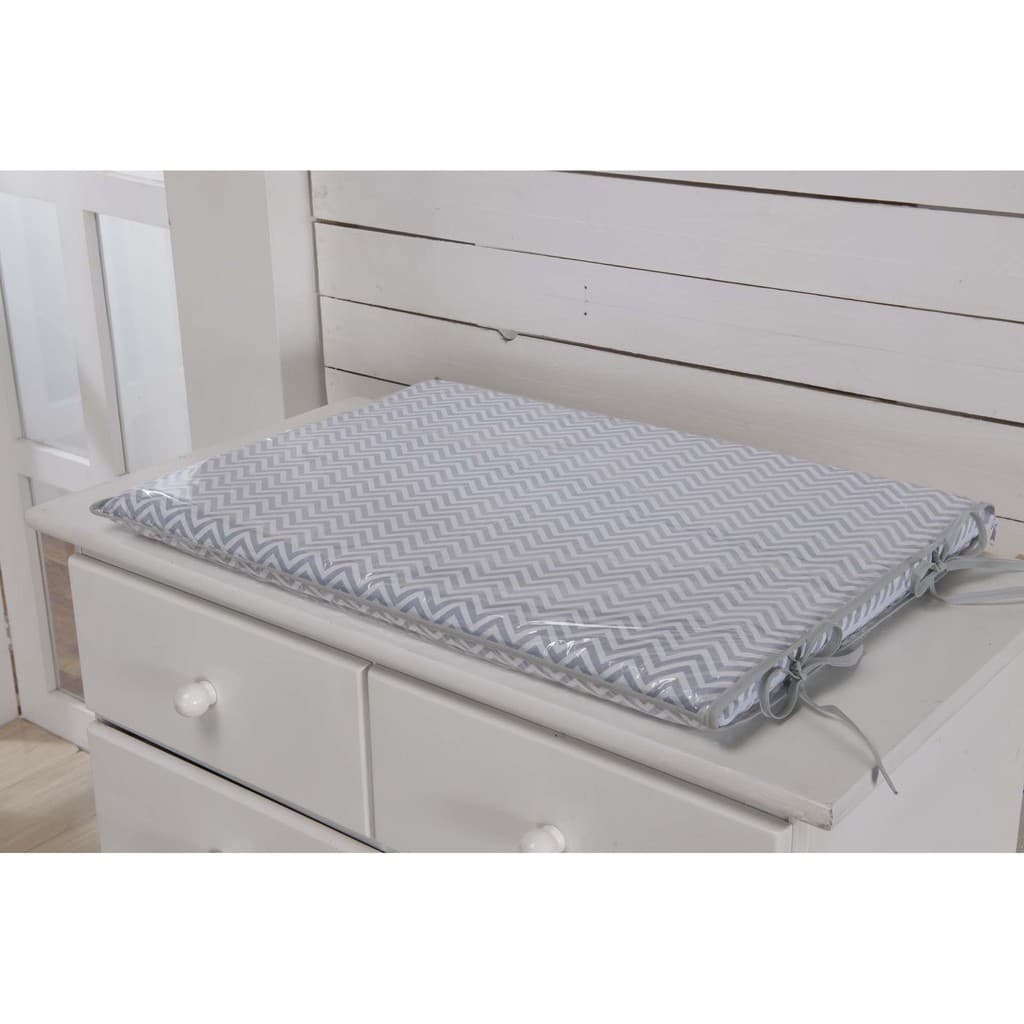 Trocador para comoda de Bebe Chevron Cinza e Branco - Trocador Bebê Cinza Branco