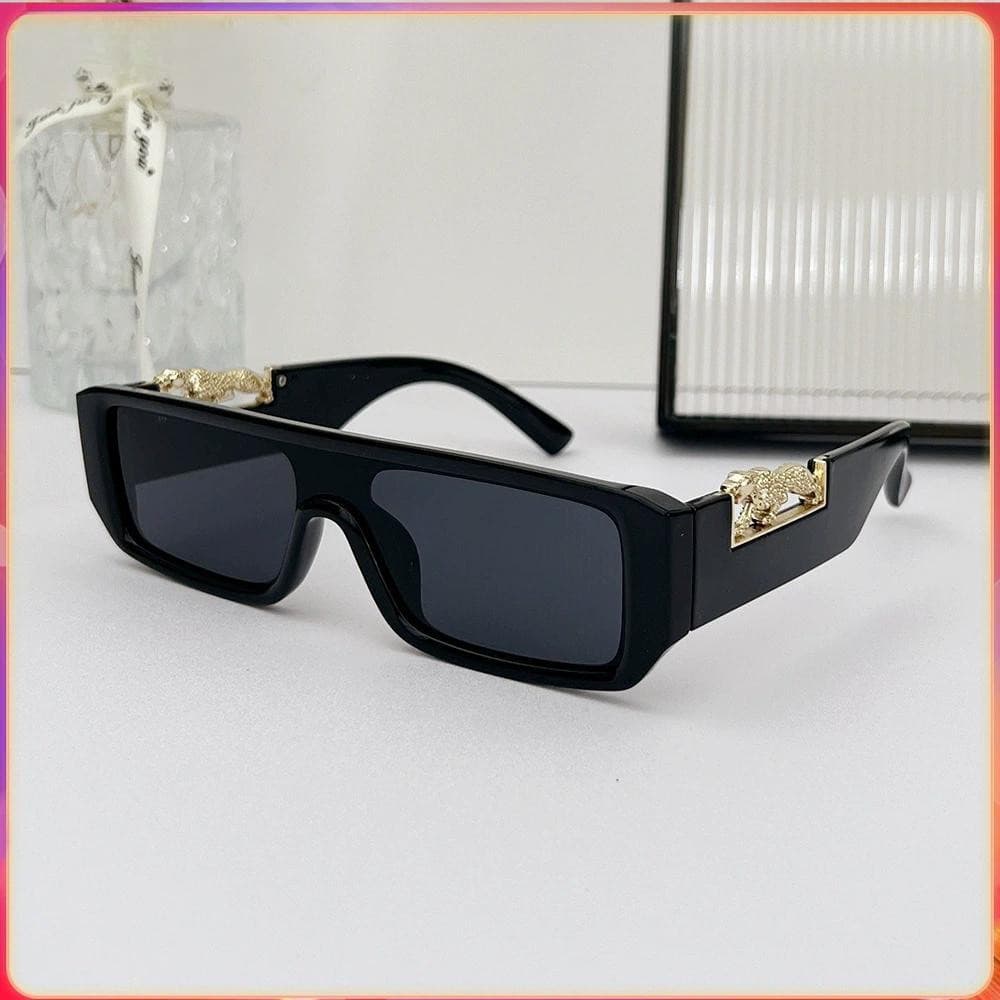 Óculos De Sol Retangulares Moda Leopardo Decoração À Prova De UV Pequenos Tons Para Mulher E Homem
