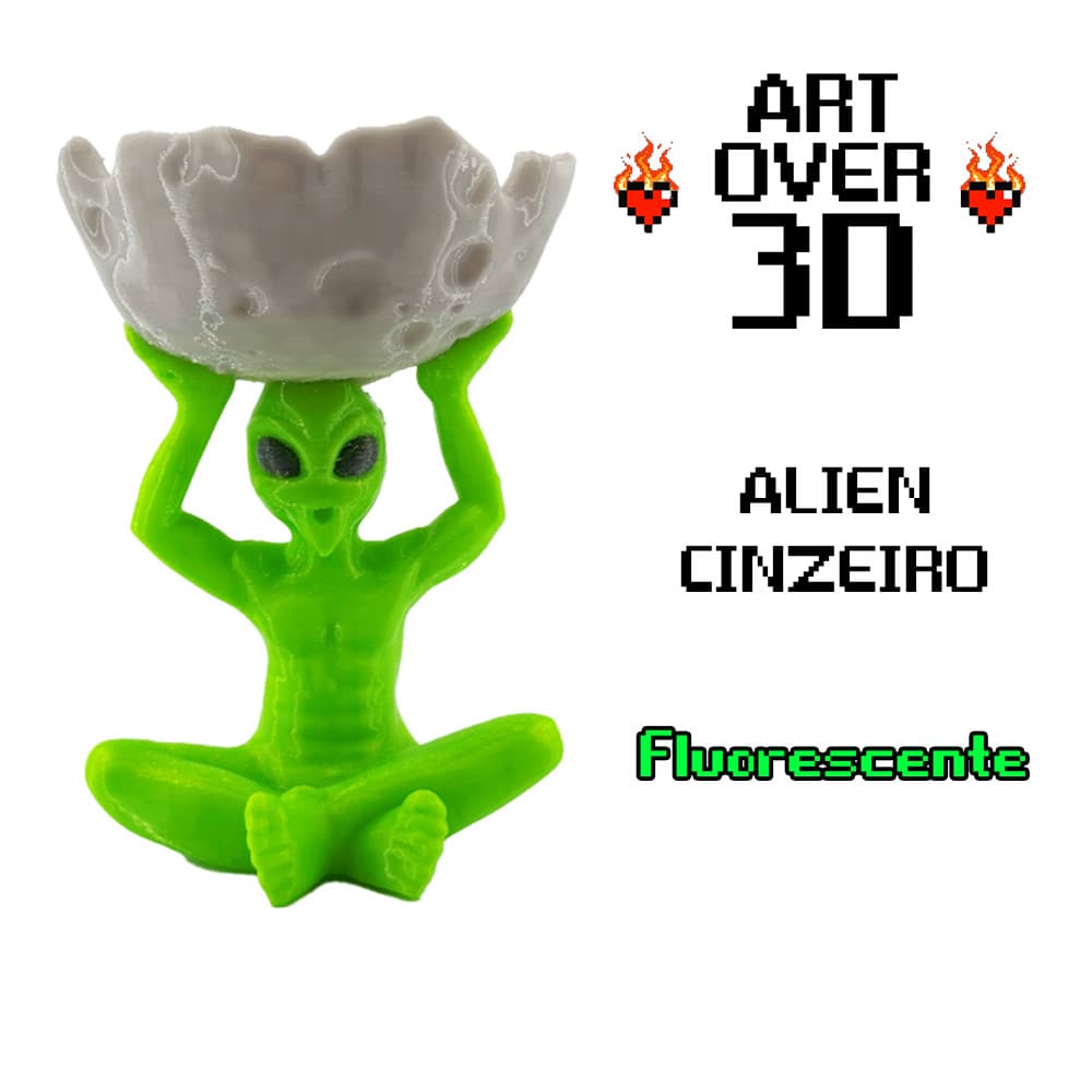 Alien 3D Cinzeiro Fluorescente 12cm 18cm