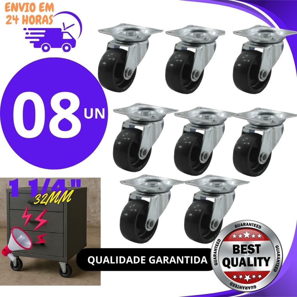 Rodinha 8 ou 4 Peças Rodizio Rodinhas Mini Rodas Para Móveis Giratórias 3,2 cm Para Móveis 2 Polegadas