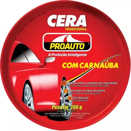Cera Automotiva Tradicional Pasta com Carnaúba ProAuto 200g