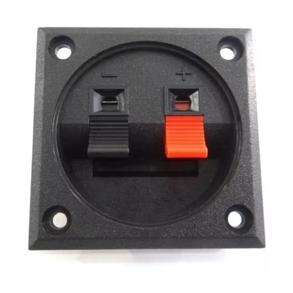 Borne para Caixa Acústica Quadrado 55x55mm Terminal Pressão - Emb. 05 Peças - TEBERA