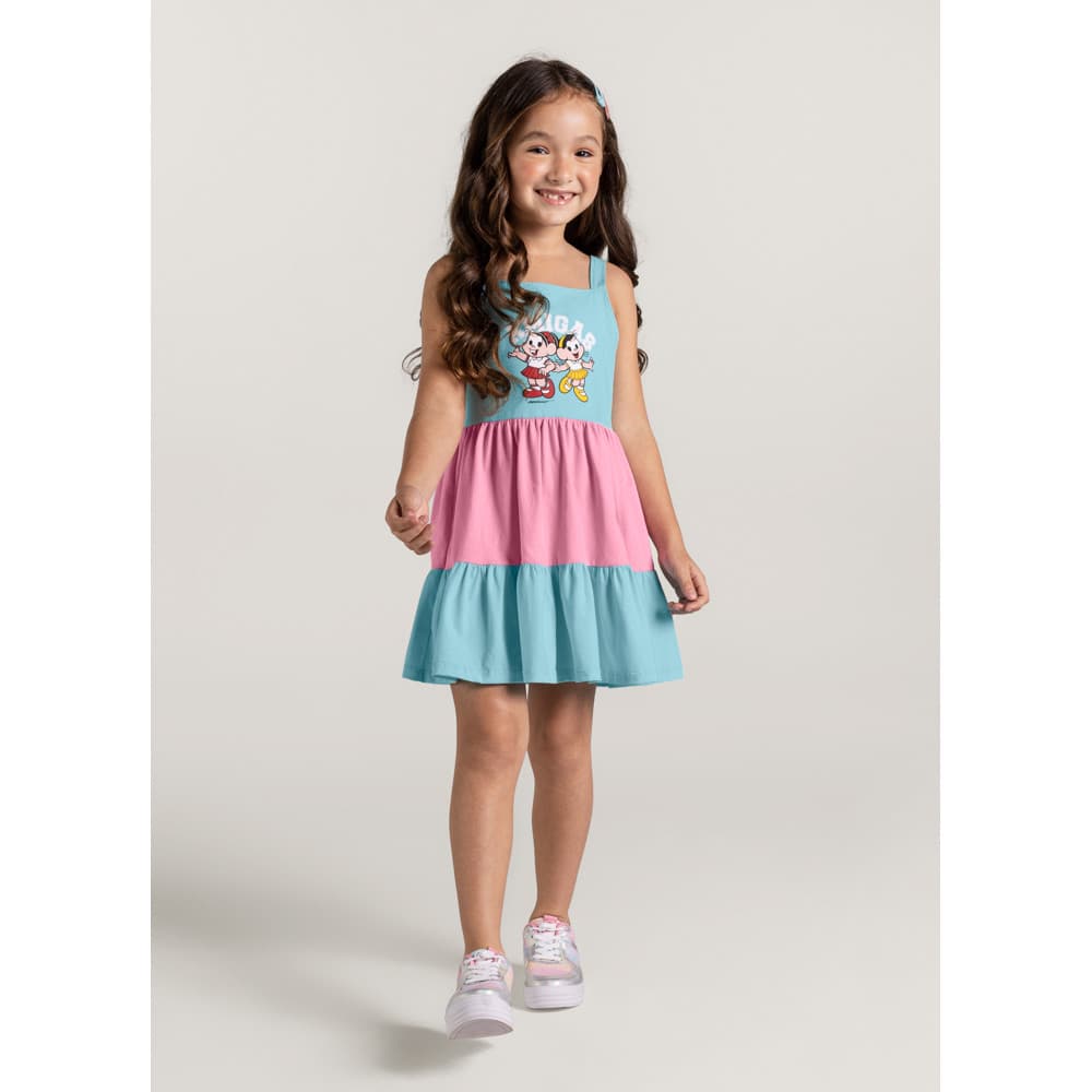 VESTIDO INFANTIL FEMININO BRANDILI TURMA DA MÔNICA 4 AO 10
