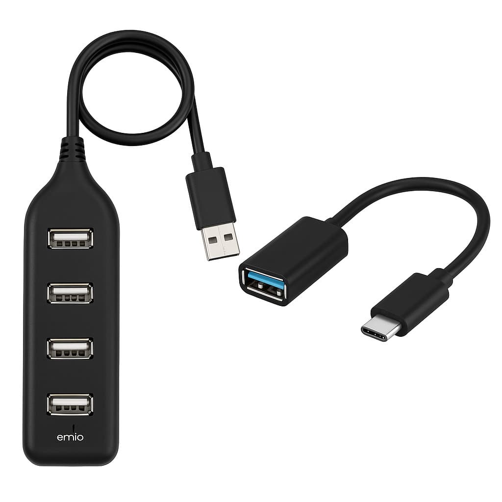 Hub Usb 2.0 4 Portas + Adaptador Otg Conversor Tipo-c Ou Micro Usb Kit Mobilador