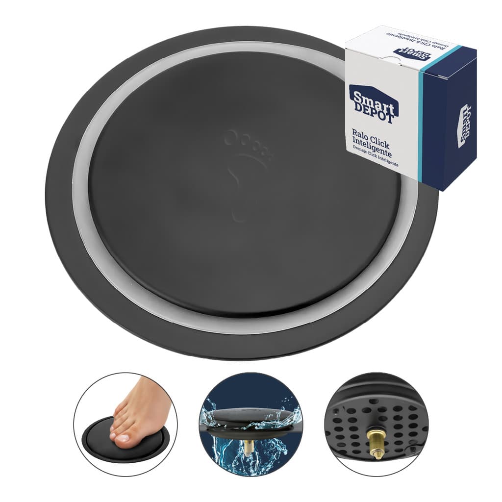 Ralo Inteligente Click Redondo Black Metal 15cm