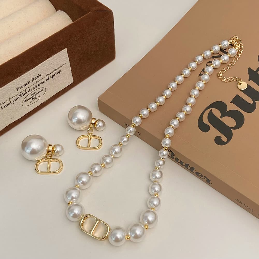 Moda Nova Colar De Pérolas Para Mulheres Clavícula Corrente Brincos Jóias Presentes
