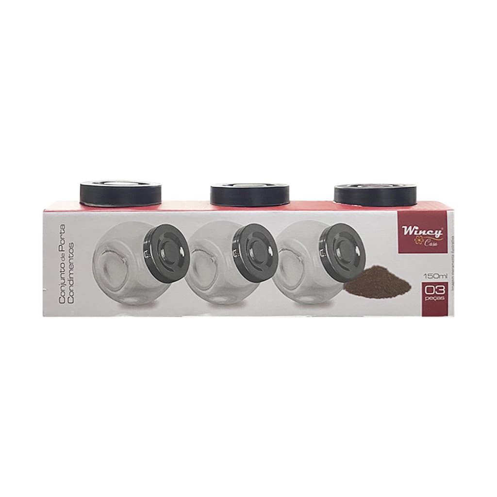 Conjunto De Três Porta Condimentos 150ml De Vidro Para Temperos Doces Cozinha Wincy