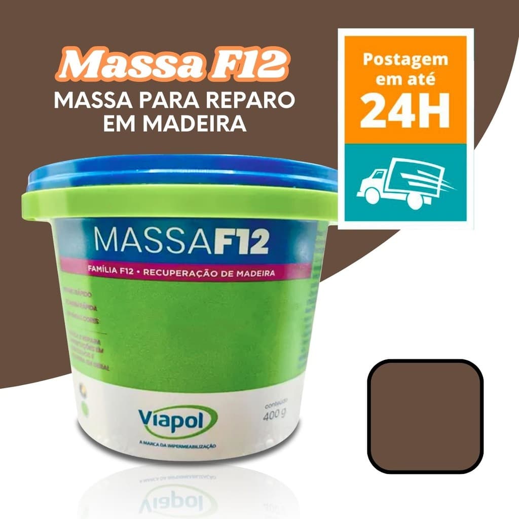 Massa para Reparo Madeira 400g F12 Imbuia - Restauração de Móveis Viapol