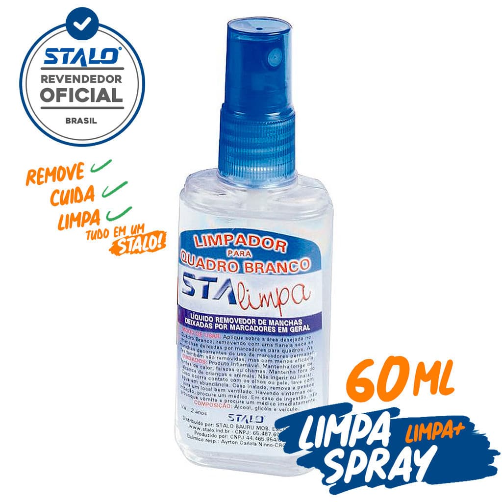 Limpador Instantâneo Para Quadro Branco Removedor De Manchas Spray 60ml Stalo