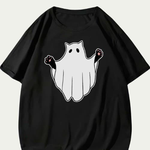 Camiseta Gatinho Fofo De Helloween Estampado Blusa Unissex Casual Confort