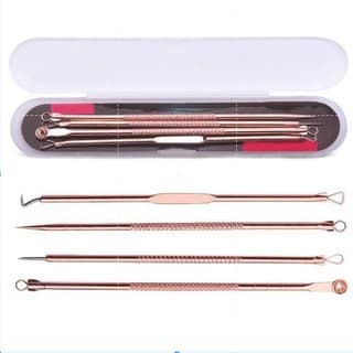 Kit 4 de Ferramentas de Beleza Extrator de Acne Removedor de Cravo Espinha Aço Inoxidável