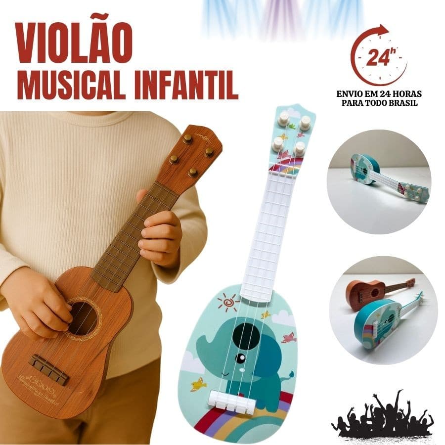 Violão De Instrumento Musical Infantil Presente Do Dia Das Crianças Brinquedo Educativo Mini Violão