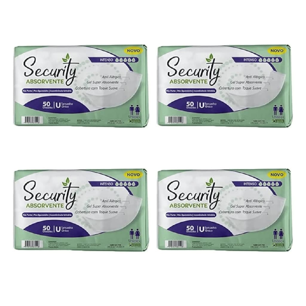 kit 4 Absorvente Geriátrico Operatório Pós Parto Security C/ 50 Un
