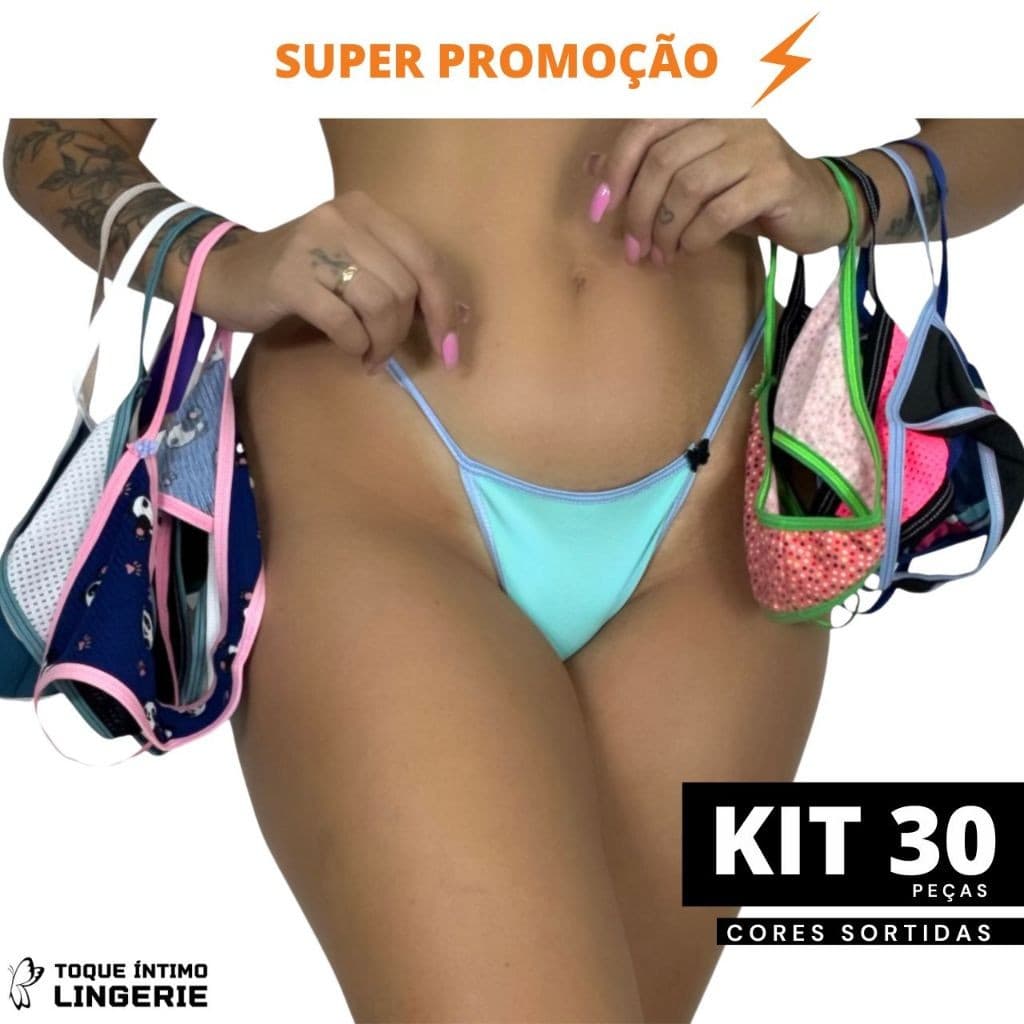 Kit 30 Calcinhas Sensual Fio Dental Tirinha Conforto Lisas Estampadas Qualidade Adulto Promocional